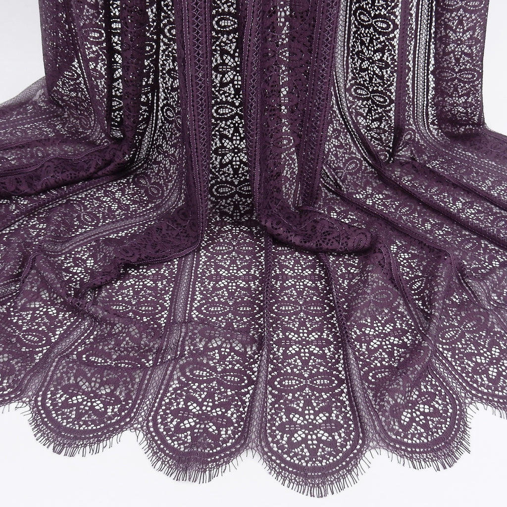 Double Sided Eyelash Scalloped Border Lace Fabric 4026 Shadow Purple