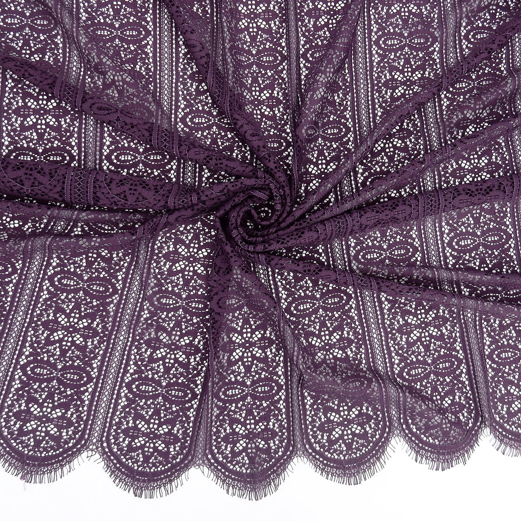 Double Sided Eyelash Scalloped Border Lace Fabric 4026 Shadow Purple