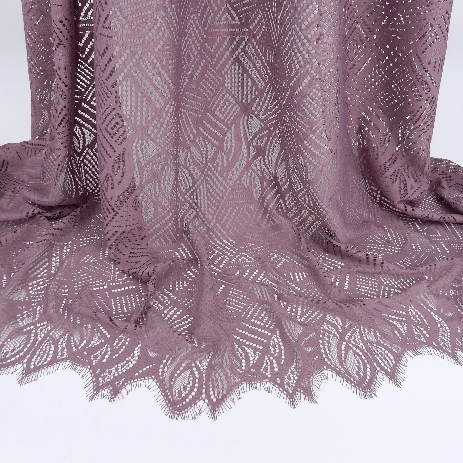 Double Sided Eyelash Border Mesh Klauber Lace Fabric 4028 Amethyst