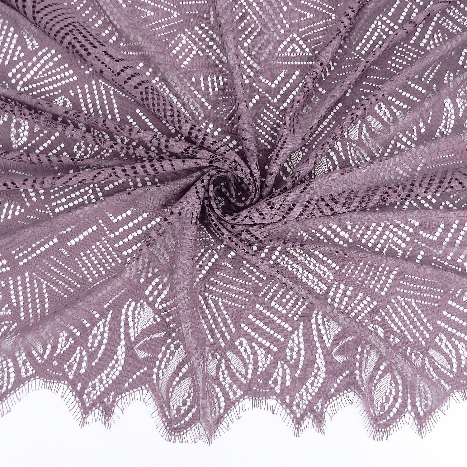 Double Sided Eyelash Border Mesh Klauber Lace Fabric 4028 Amethyst