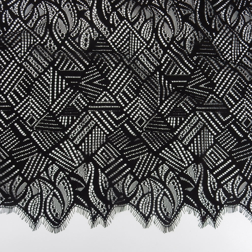 Double-Sided Eyelash Border Lace Fabric 4028 Black