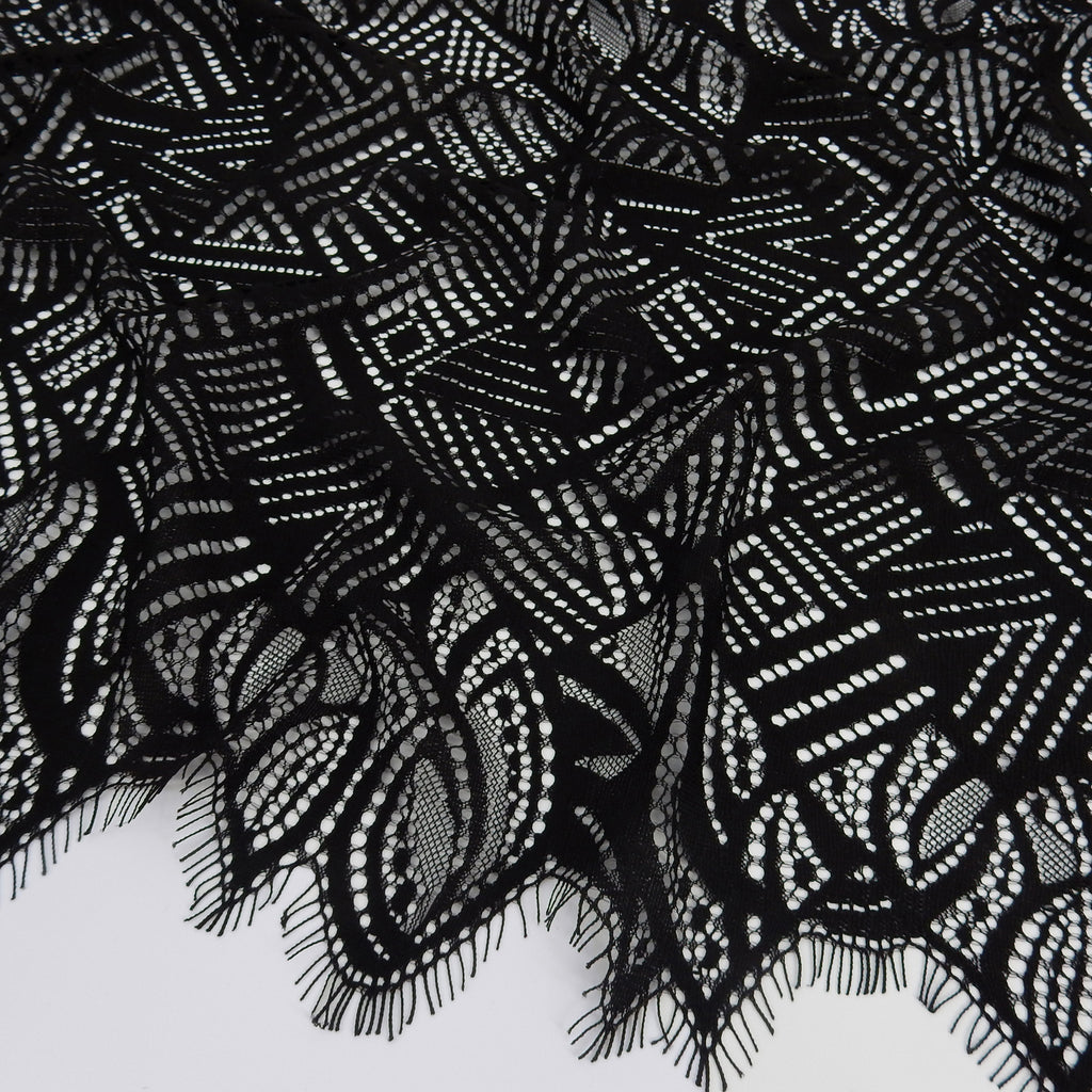 Double-Sided Eyelash Border Lace Fabric 4028 Black