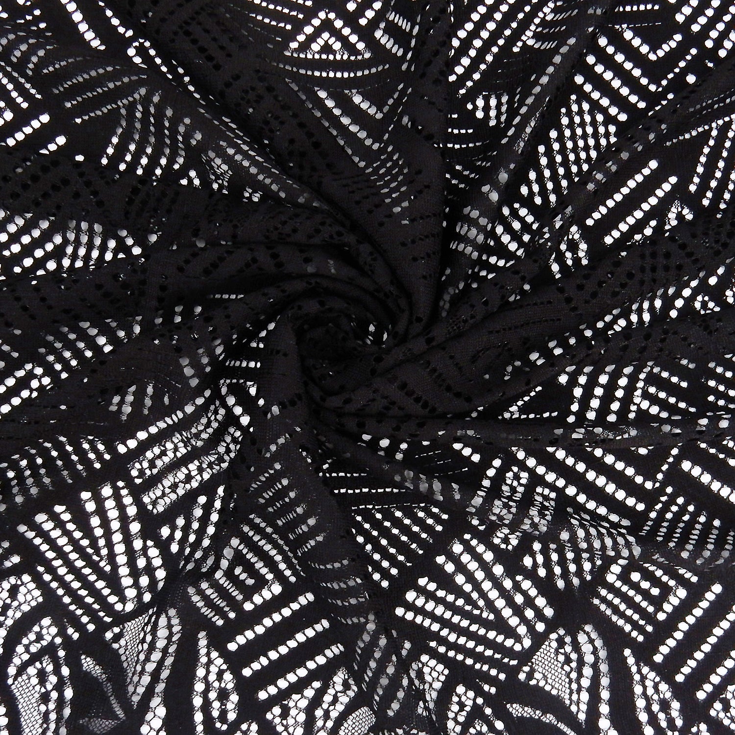 Double Scalloped Eyelash Border Klauber Lace Fabric 4028 Black