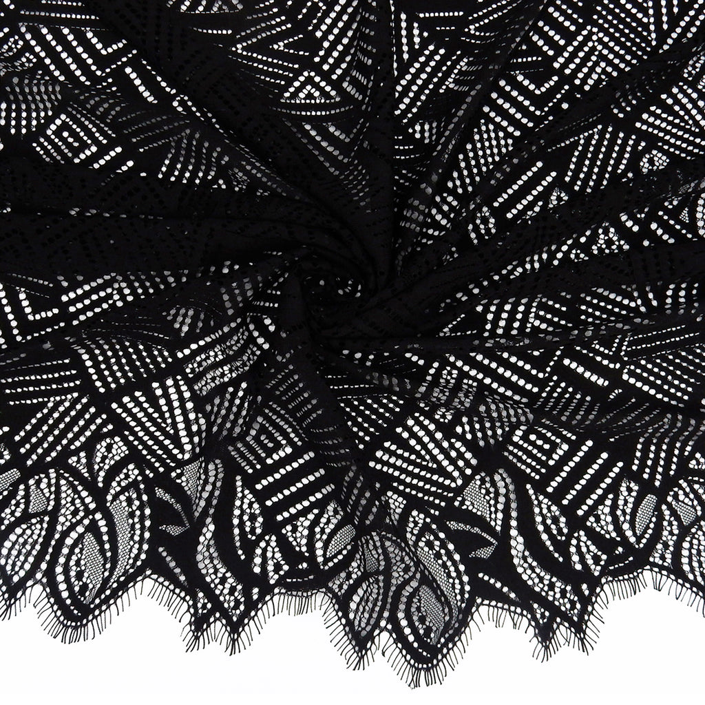 Double-Sided Eyelash Border Lace Fabric 4028 Black
