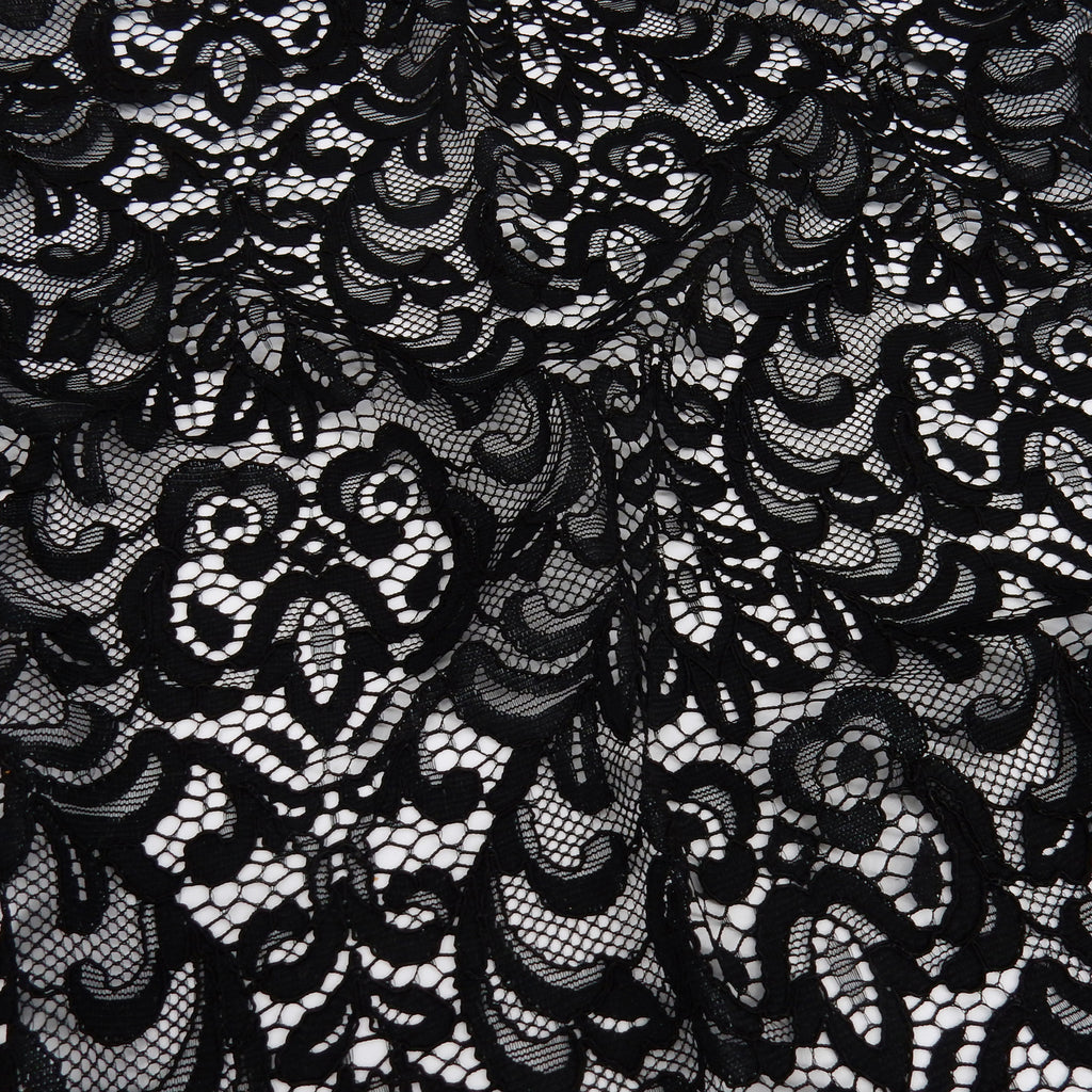 Double Sided Eyelash Scalloped Border Lace Fabric 4050 Black