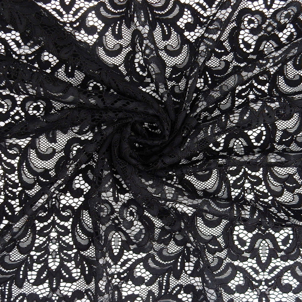 Double Sided Eyelash Scalloped Border Lace Fabric 4050 Black