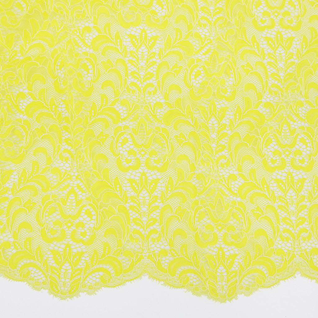 Double Sided Eyelash Scalloped Border Lace Fabric 4050 Yellow/Ivory