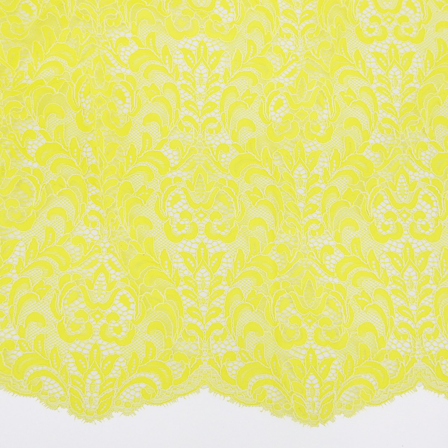 Double Sided Eyelash Scalloped Border Lace Fabric 4050 Yellow/Ivory
