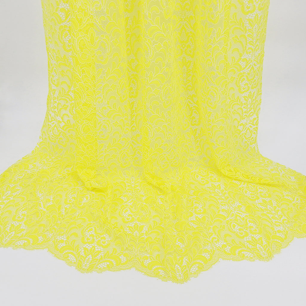 Double Sided Eyelash Scalloped Border Lace Fabric 4050 Yellow/Ivory