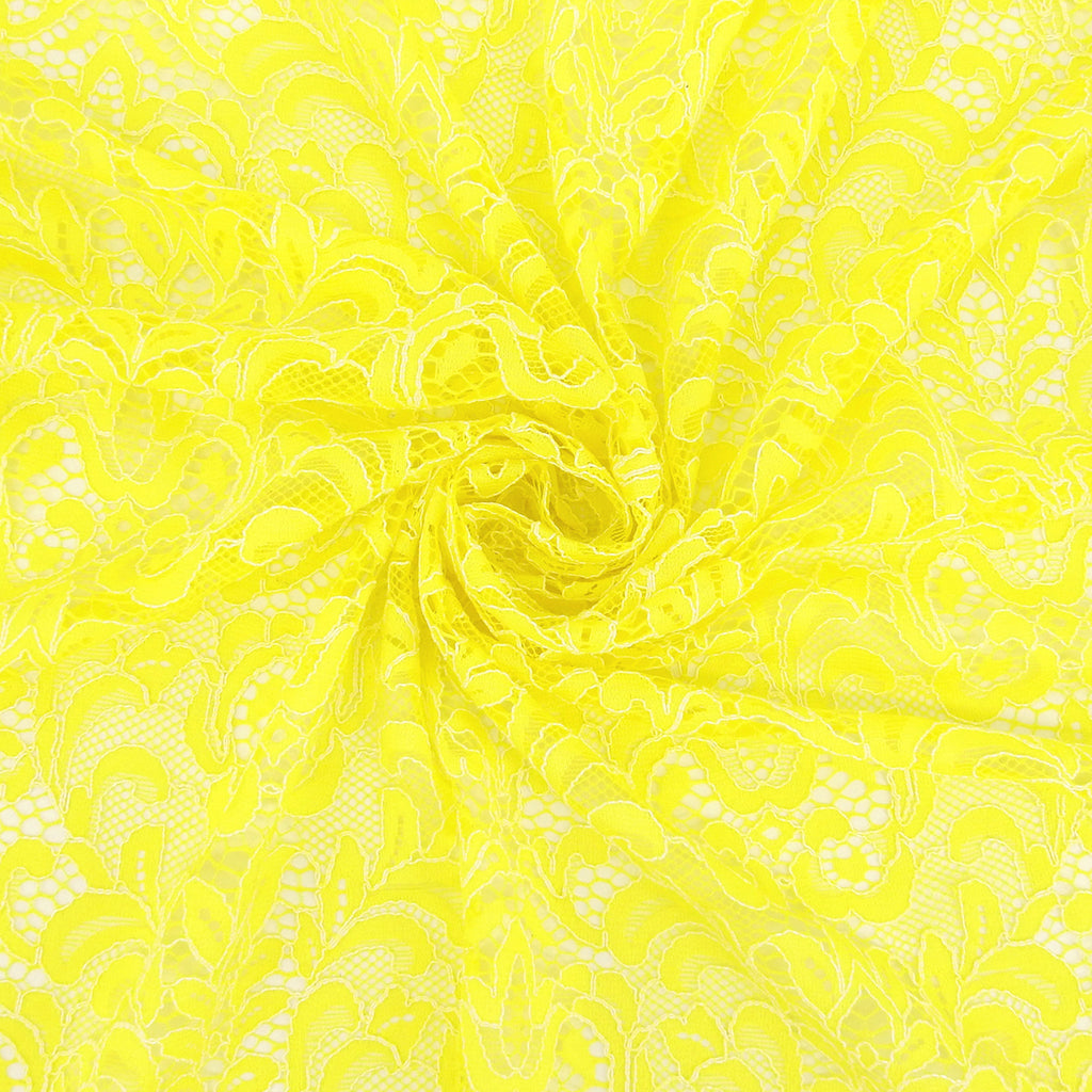 Double Sided Eyelash Scalloped Border Lace Fabric 4050 Yellow/Ivory