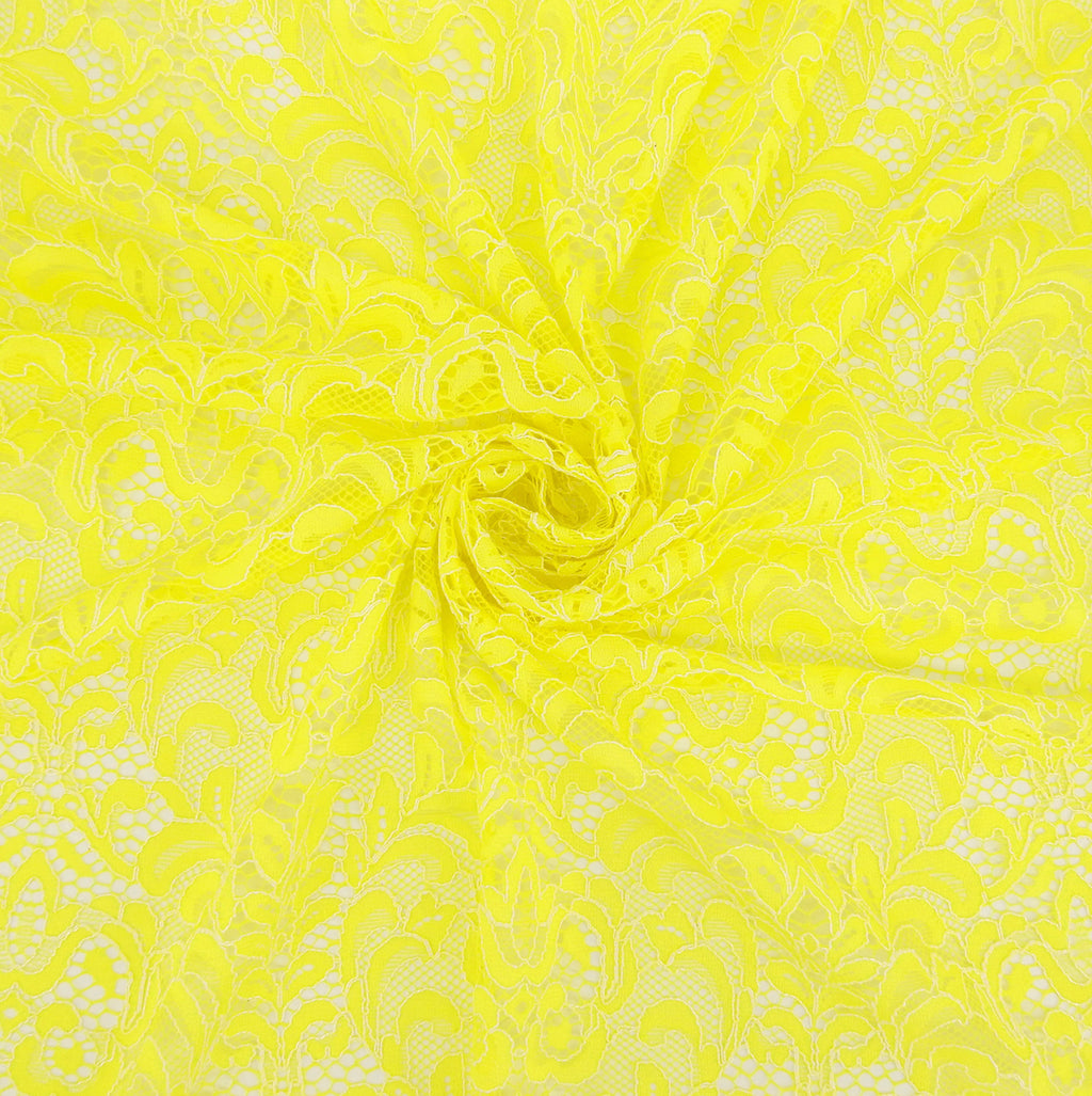 Double Sided Eyelash Scalloped Border Lace Fabric 4050 Yellow/Ivory