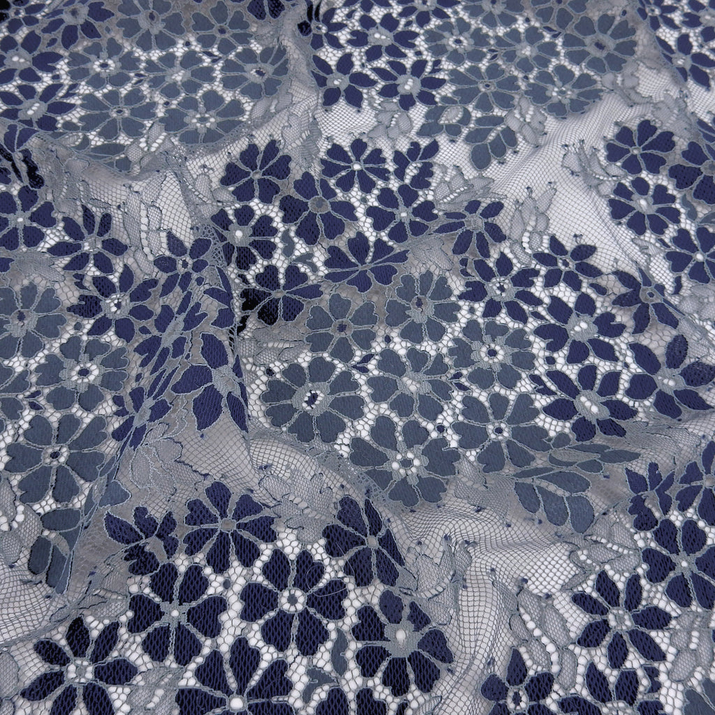Double Sided Eyelash Scalloped Border Lace Fabric 4058 Denim