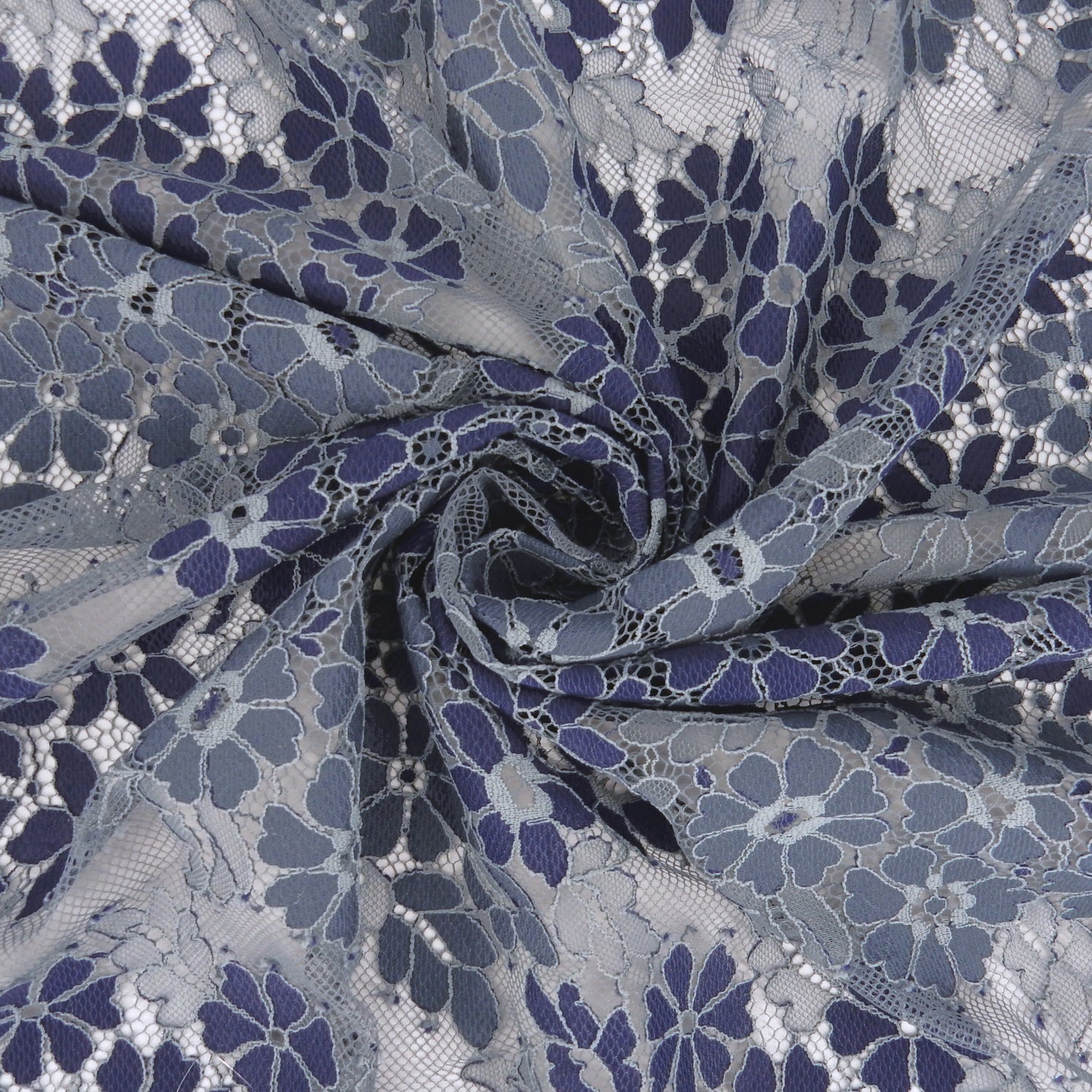 Double Sided Eyelash Scalloped Border Lace Fabric 4058 Denim