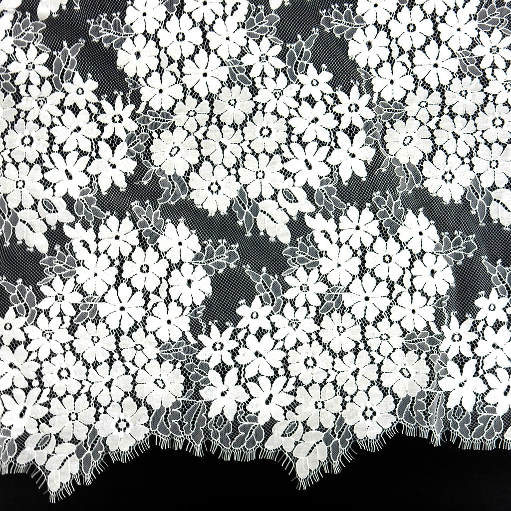 Double Sided Eyelash Scalloped Border Lace Fabric 4058 Ivory