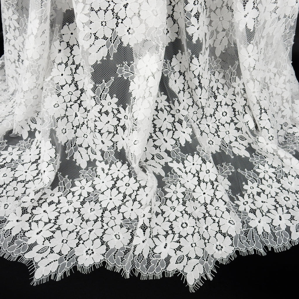 Double Sided Eyelash Scalloped Border Lace Fabric 4058 Ivory