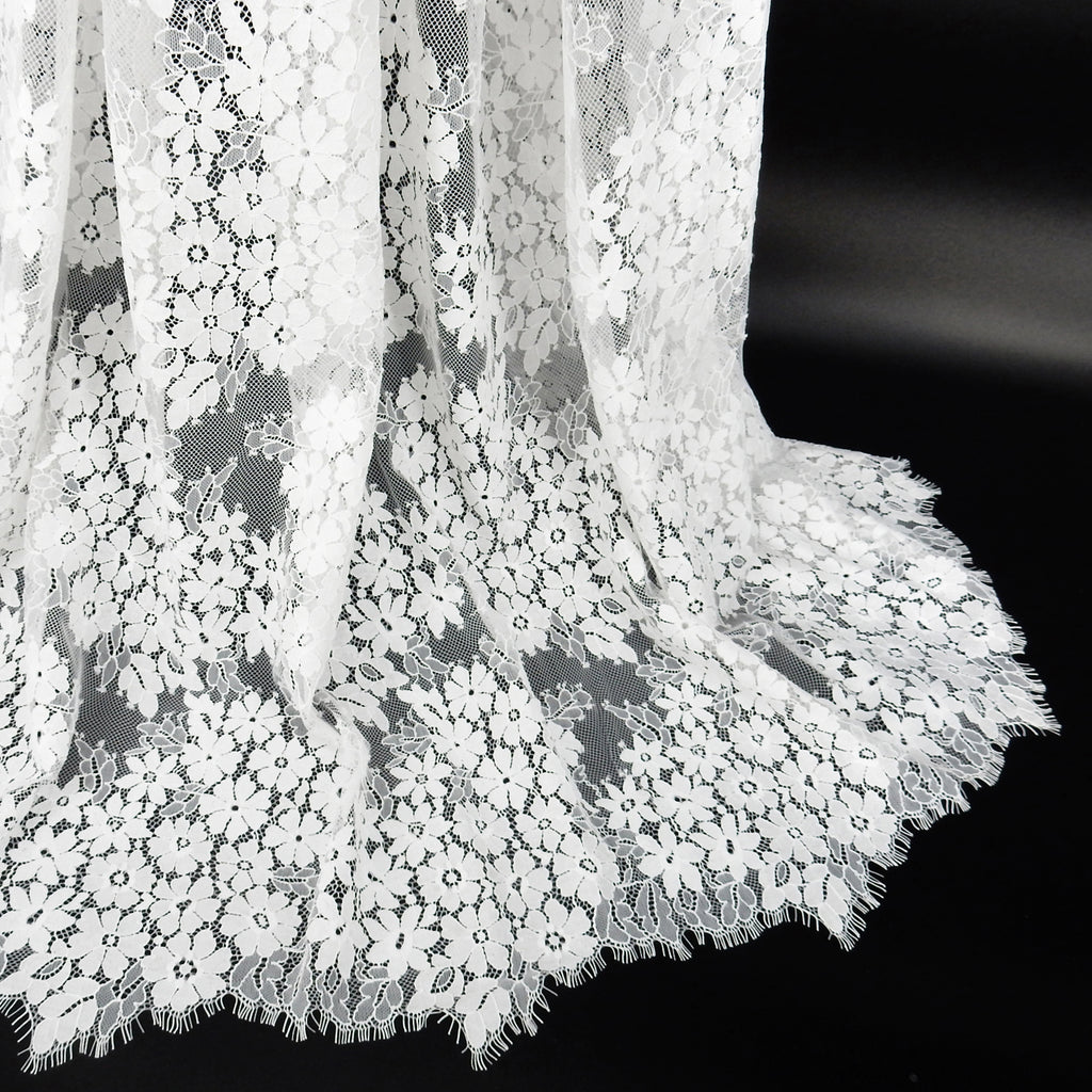 Double Sided Eyelash Scalloped Border Lace Fabric 4058 Ivory