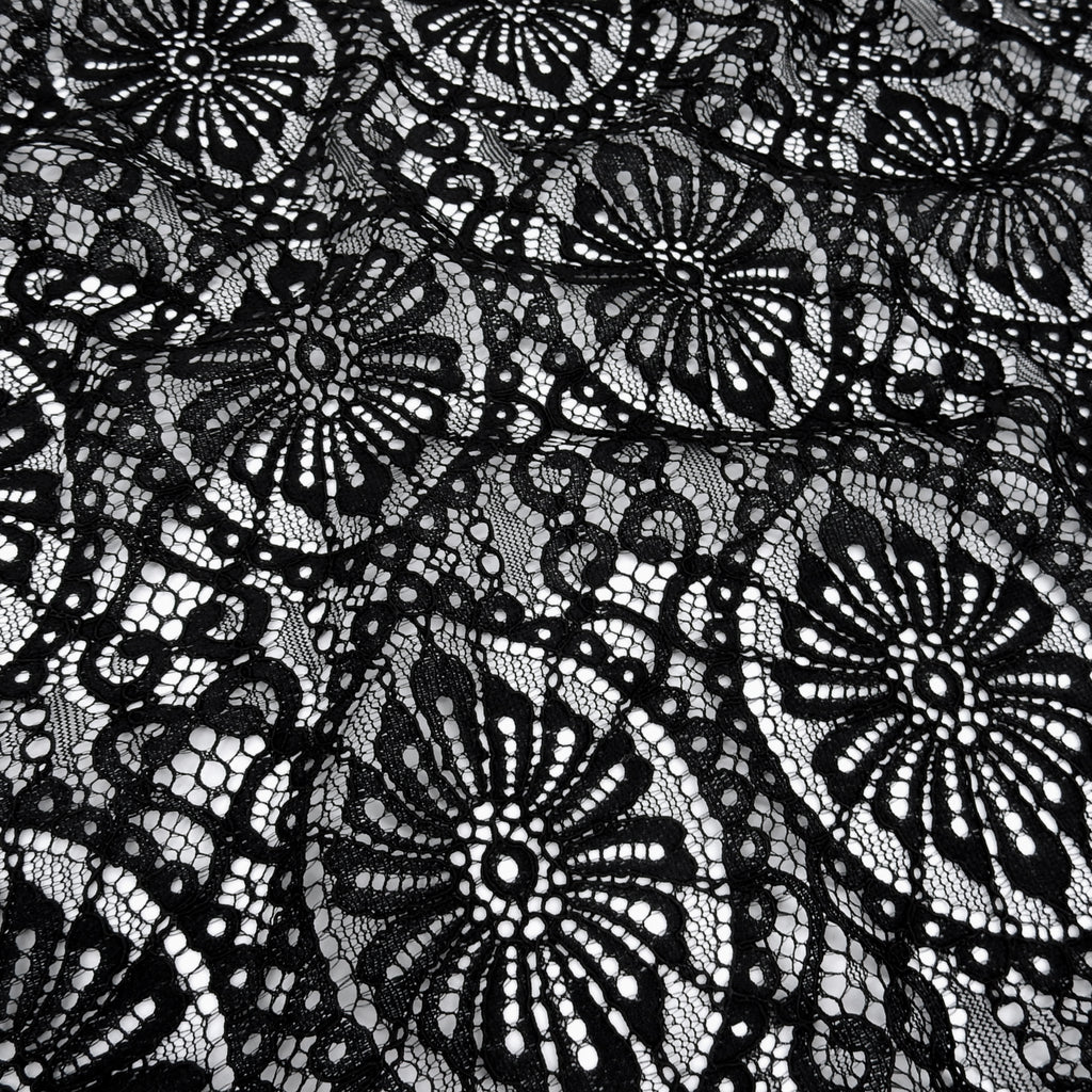 Double Sided Eyelash Scalloped Border Lace Fabric 4062 Black