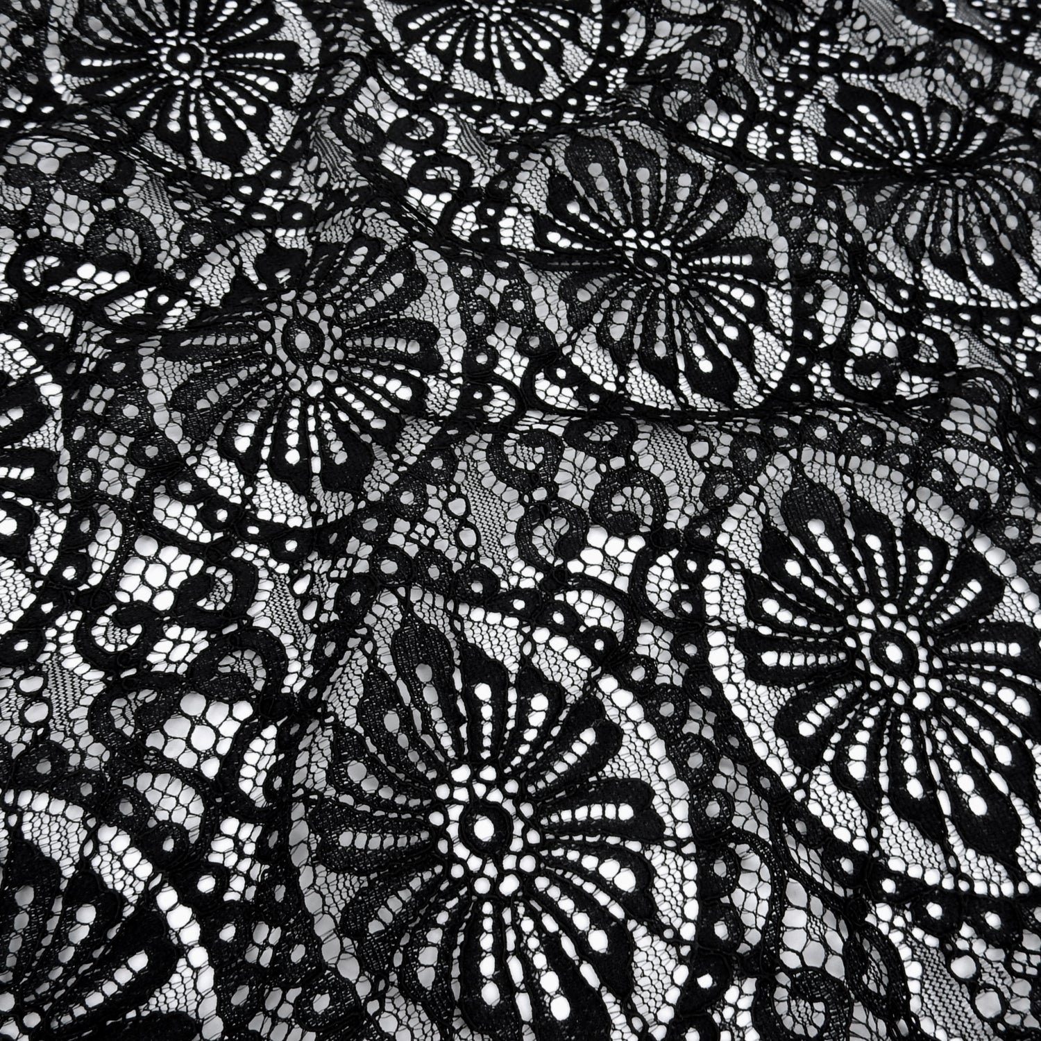 Double Sided Eyelash Scalloped Border Klauber Lace Fabric 4062 Black