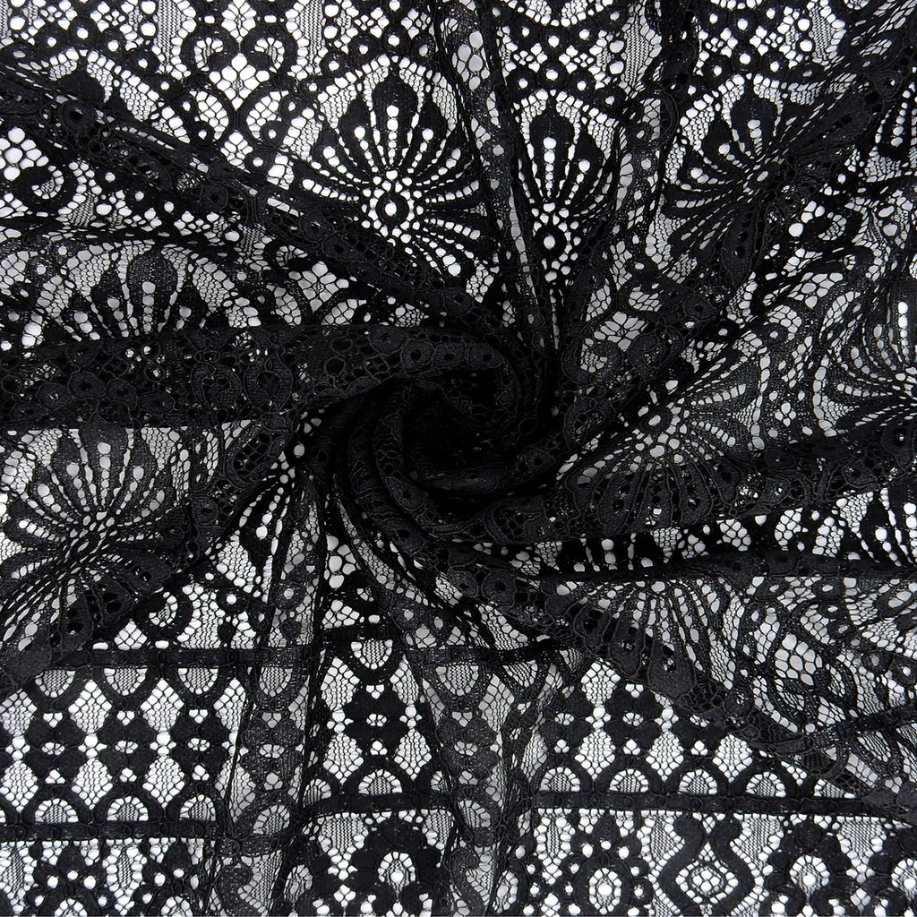 Double Sided Eyelash Scalloped Border Lace Fabric 4062 Black