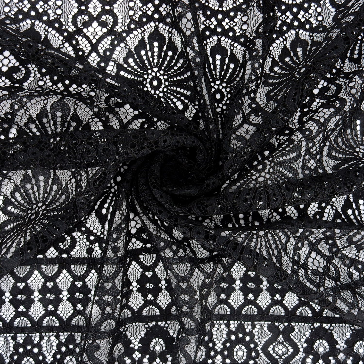 Double Sided Eyelash Scalloped Border Klauber Lace Fabric 4062 Black