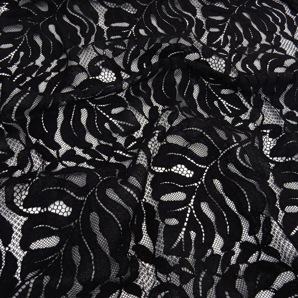 Double Sided Eyelash Scalloped Border Lace Fabric 4080 Black