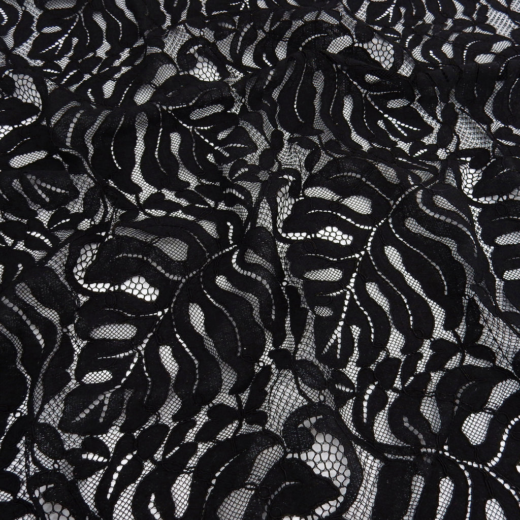 Double Sided Eyelash Scalloped Border Lace Fabric 4080 Black