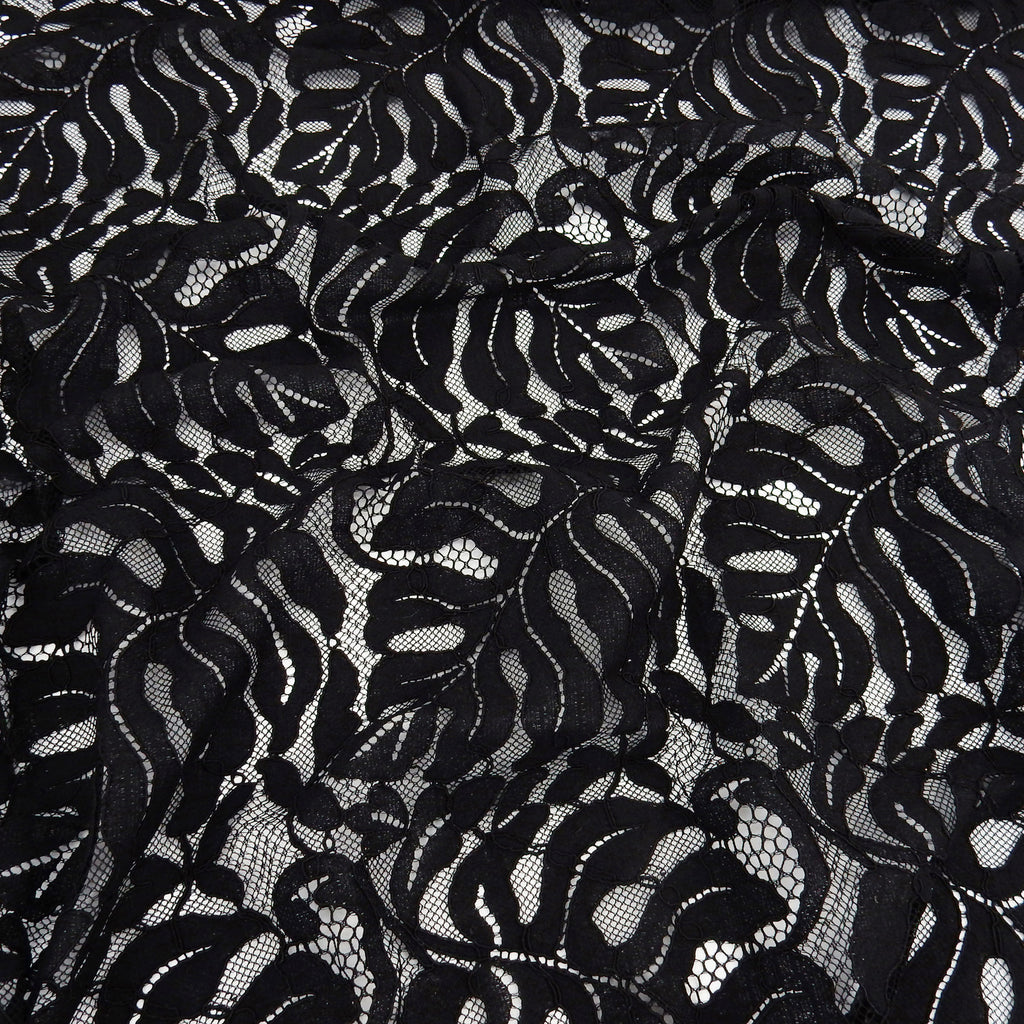 Double Sided Eyelash Scalloped Border Lace Fabric 4080 Black