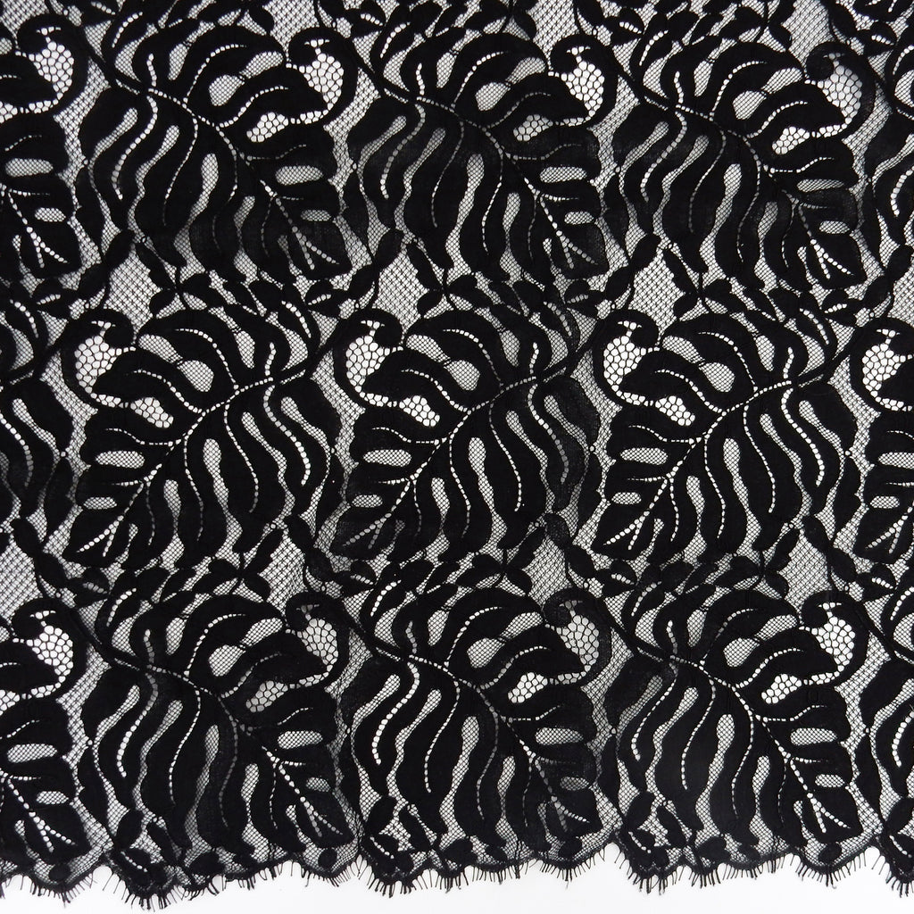 Double Sided Eyelash Scalloped Border Lace Fabric 4080 Black