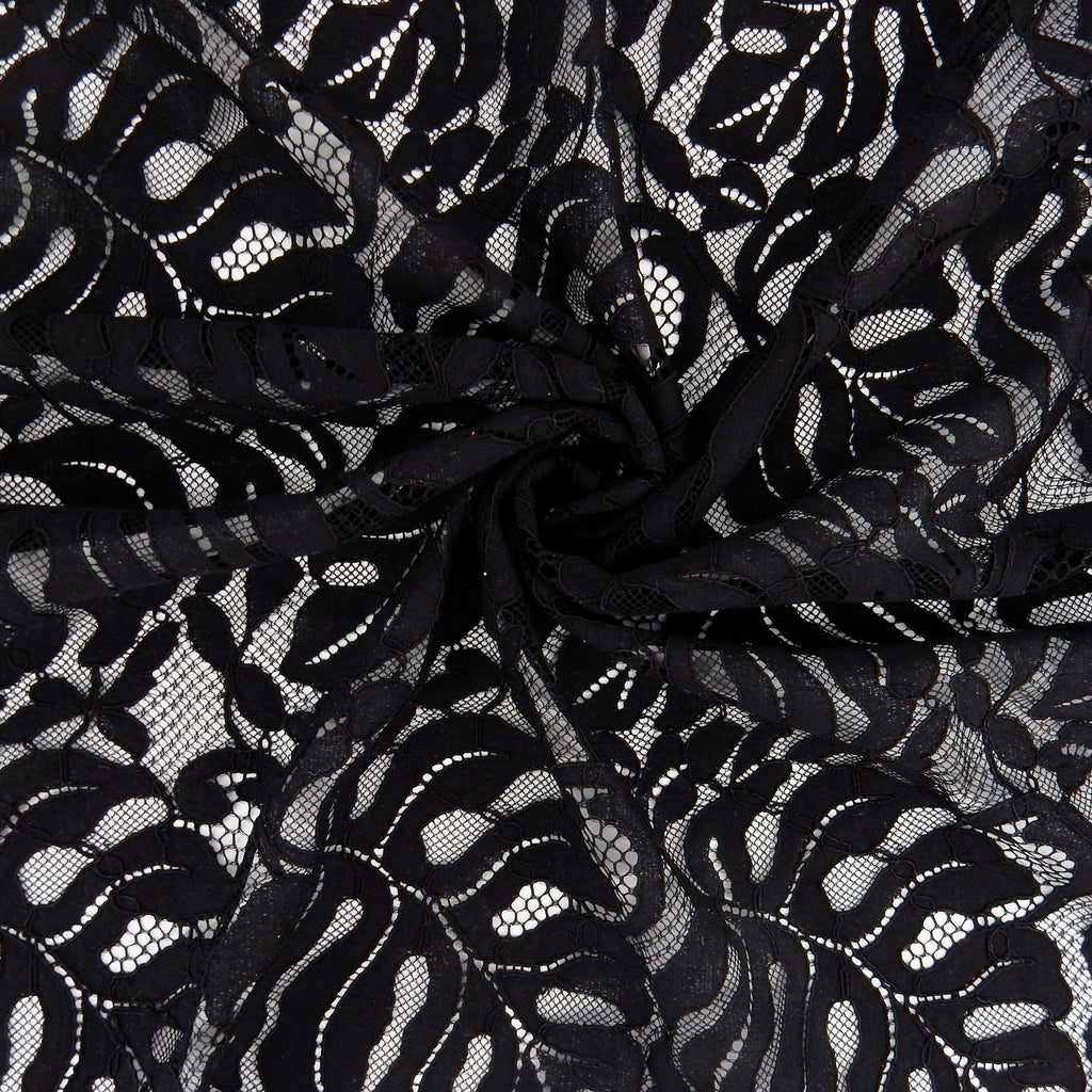 Double Sided Eyelash Scalloped Border Lace Fabric 4080 Black