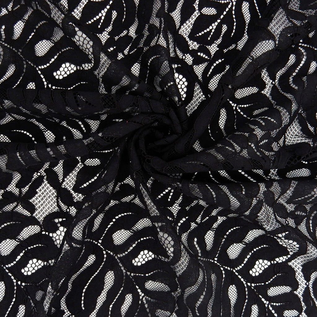 Double Sided Eyelash Scalloped Border Lace Fabric 4080 Black