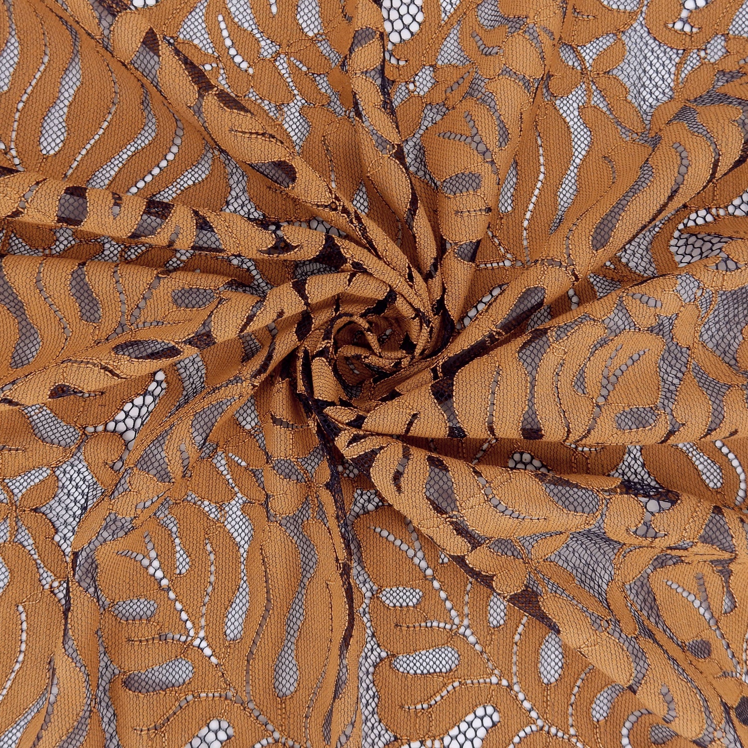 Double Scalloped Eyelash Border Klauber Lace Fabric 4080 Estate Ble/Au Sunset