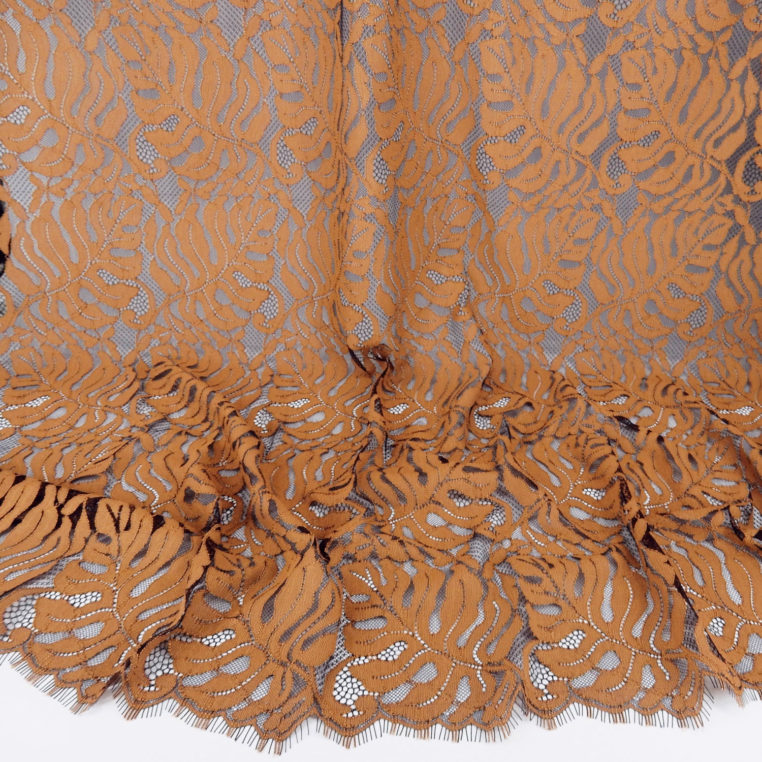 Double Scalloped Eyelash Border Klauber Lace Fabric 4080 Estate Ble/Au Sunset