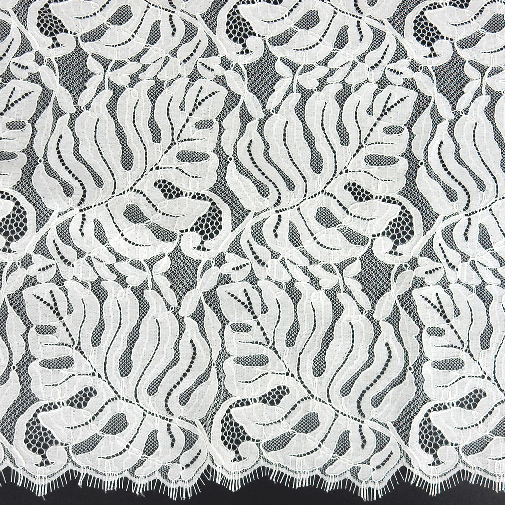 Double Sided Eyelash Scalloped Border Lace Fabric 4080 Ivory