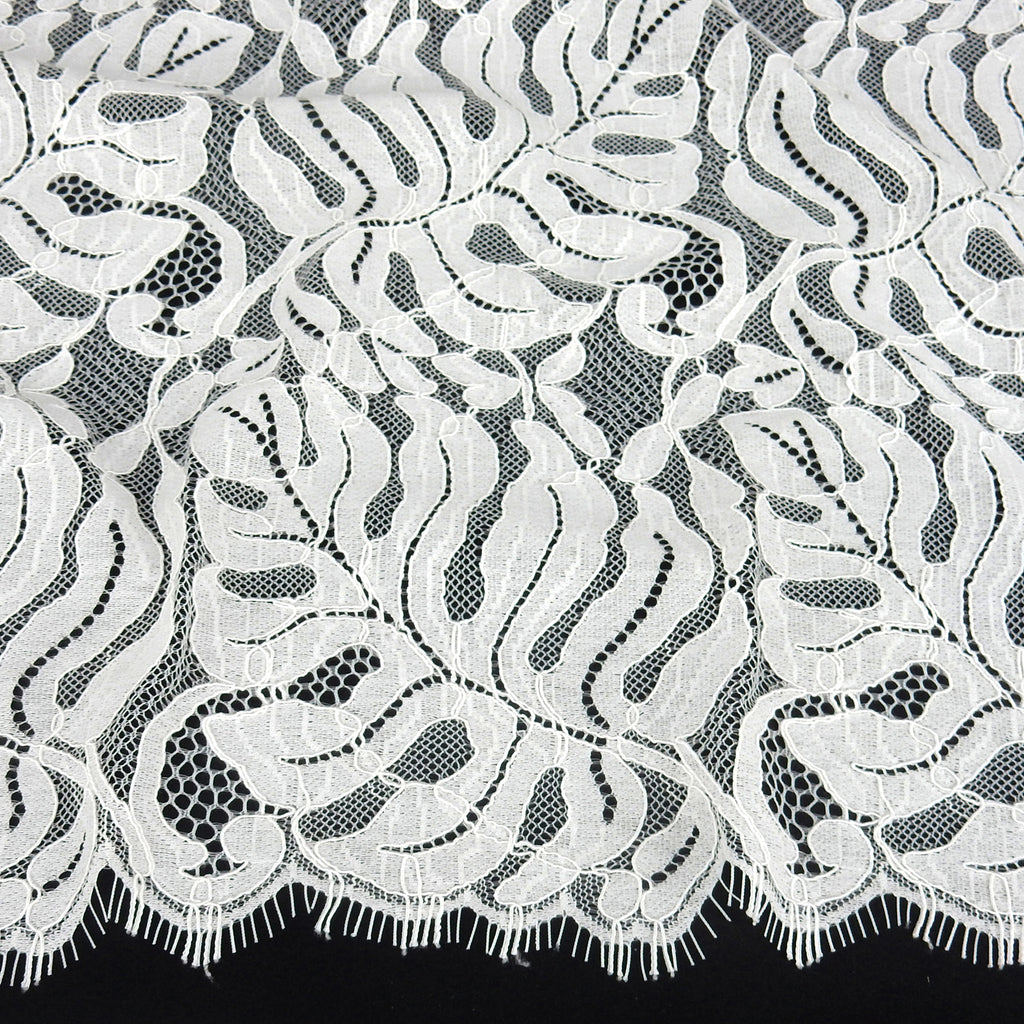 Double Sided Eyelash Scalloped Border Lace Fabric 4080 Ivory