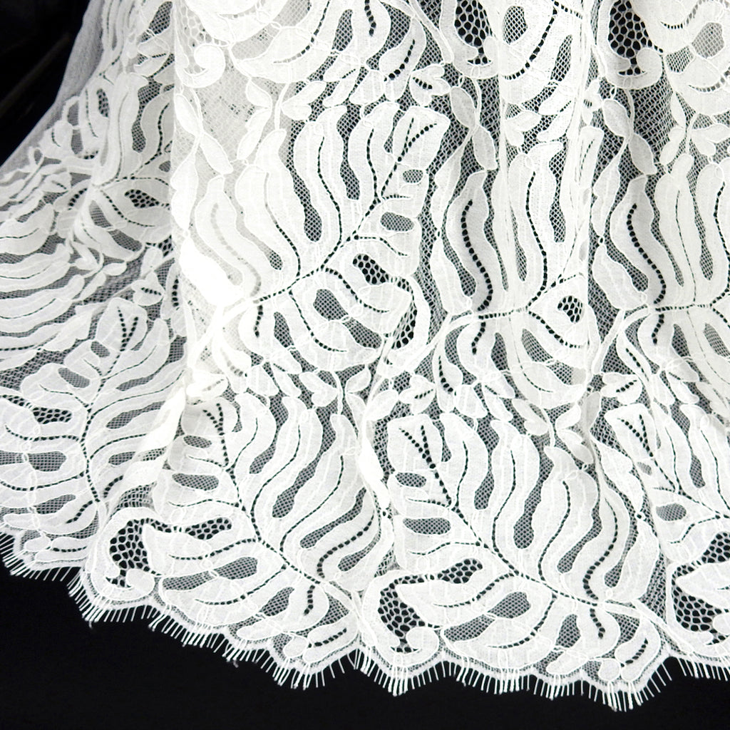 Double Sided Eyelash Scalloped Border Lace Fabric 4080 Ivory