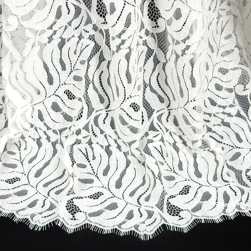 Double Sided Eyelash Scalloped Border Lace Fabric 4080 Ivory