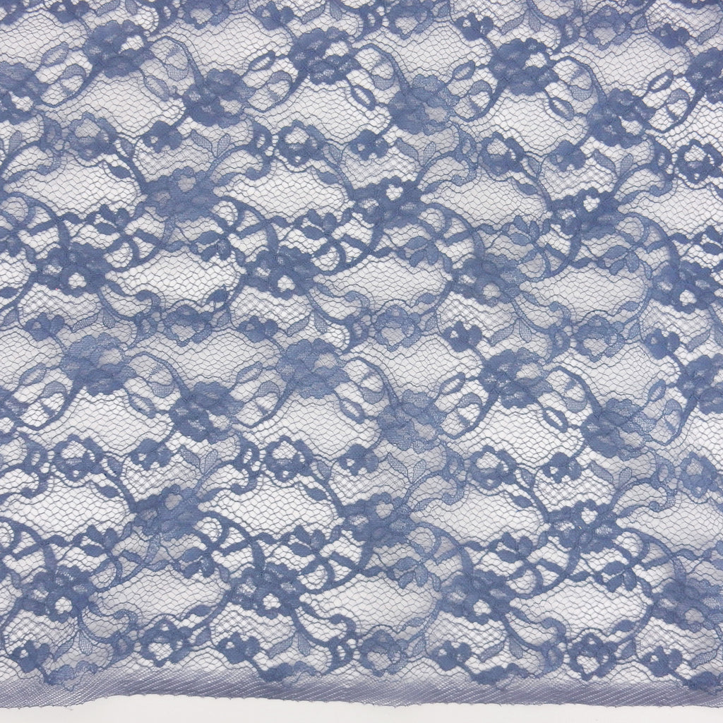 Re-Embroidered Floral Mesh Lace Fabric 4094 Dusty Blue