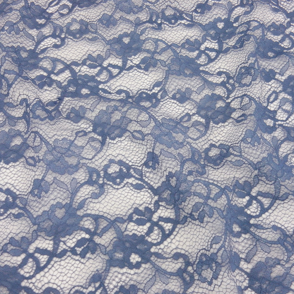 Re-Embroidered Floral Mesh Lace Fabric 4094 Dusty Blue
