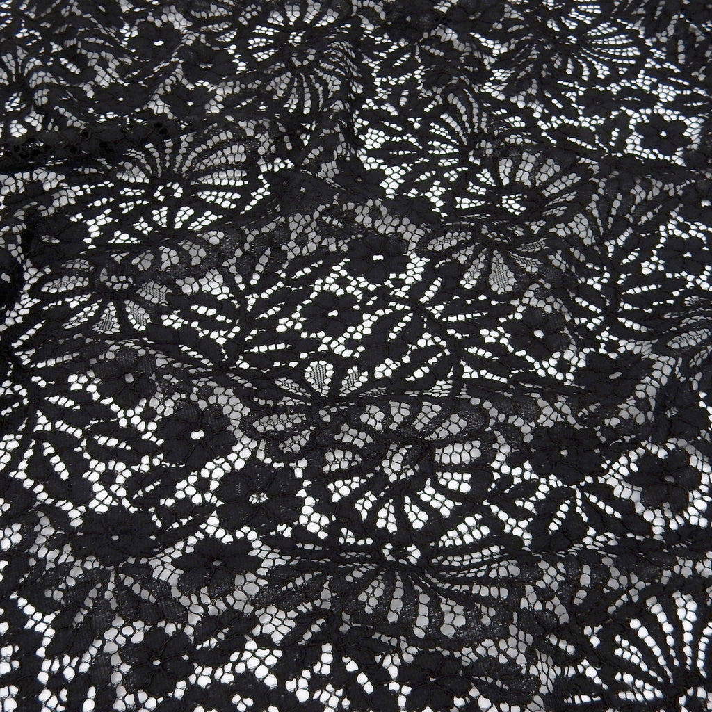 Double Sided Eyelash Scalloped Border Lace Fabric 4095 Black