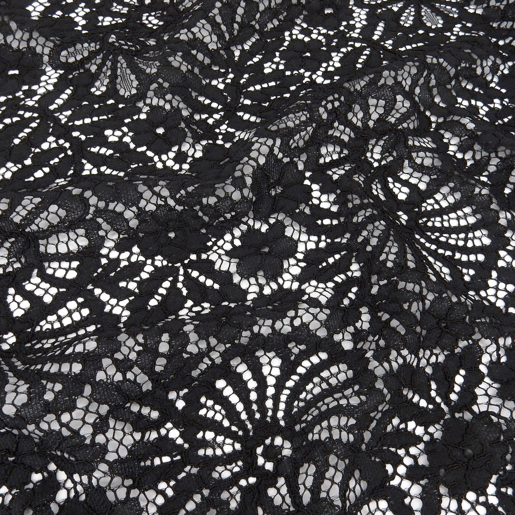 Double Sided Eyelash Scalloped Border Lace Fabric 4095 Black