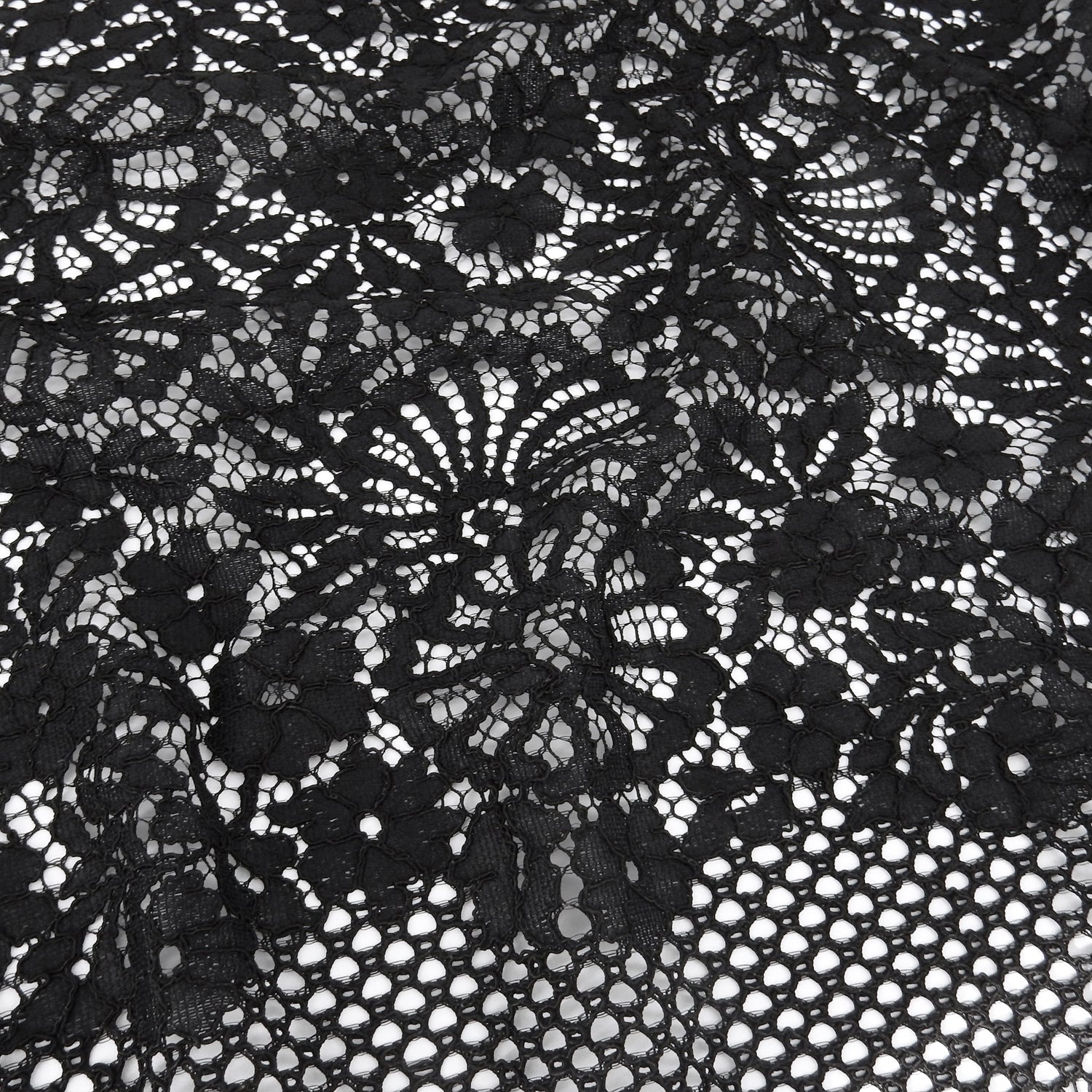 Double Sided Eyelash Scalloped Border Lace Fabric 4095 Black