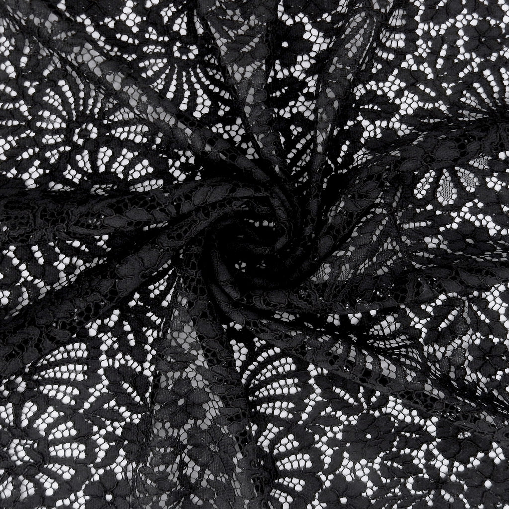 Double Sided Eyelash Scalloped Border Lace Fabric 4095 Black