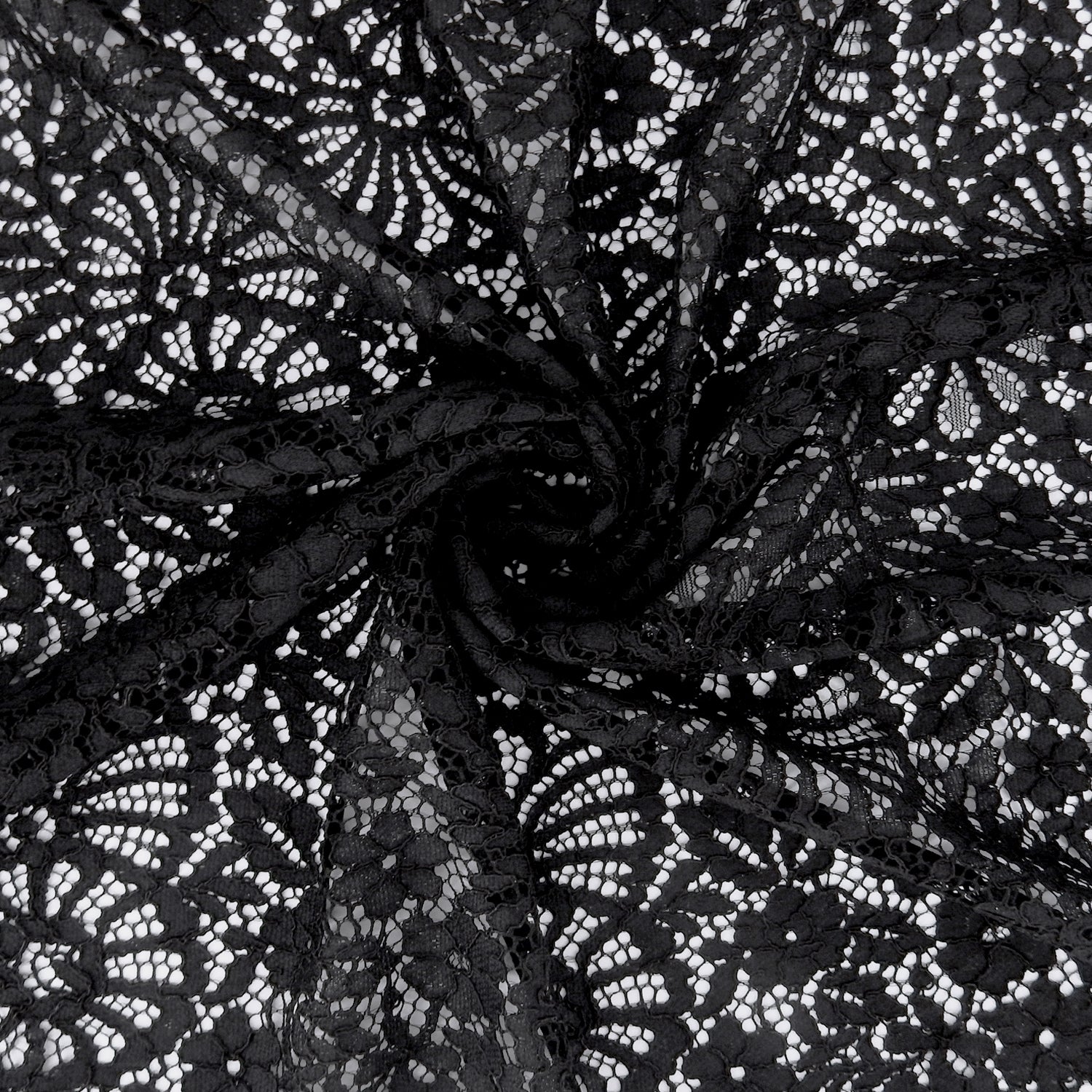 Double Sided Eyelash Scalloped Border Lace Fabric 4095 Black