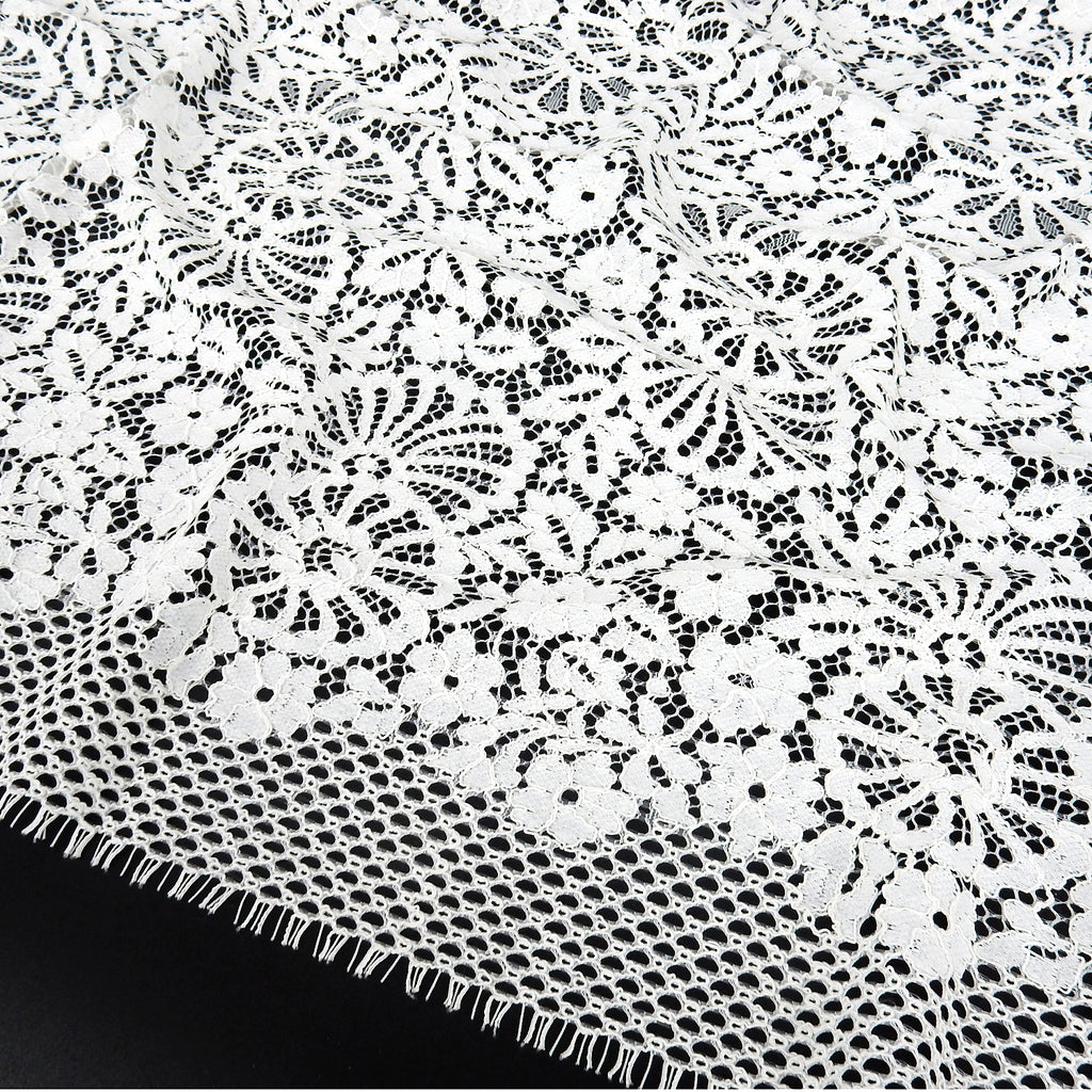Double Sided Eyelash Scalloped Border Lace Fabric 4095 Ivory