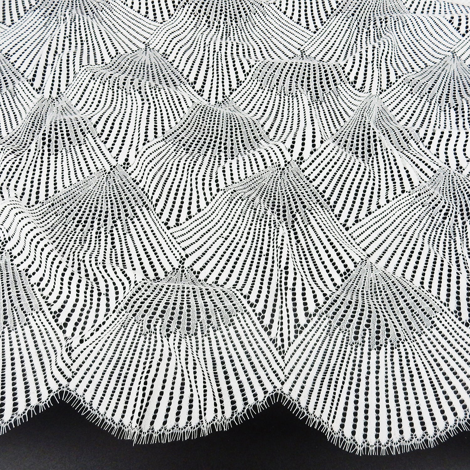 Double Sided Eyelash Scalloped Border Lace Fabric 4120 Ivory
