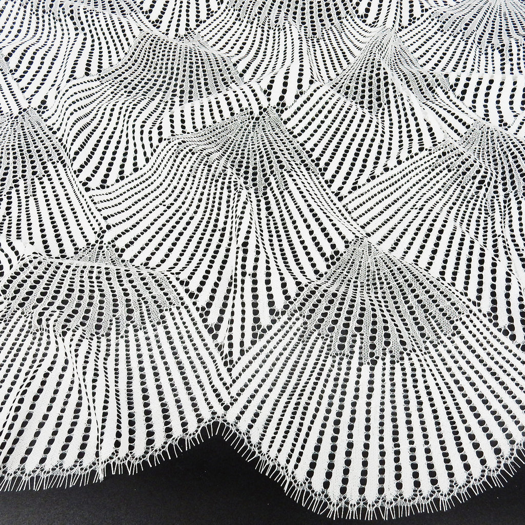 Double Sided Eyelash Scalloped Border Lace Fabric 4120 Ivory