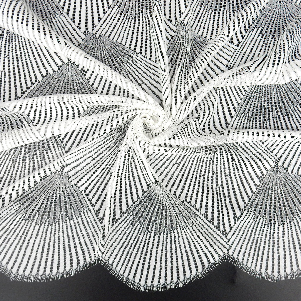 Double Sided Eyelash Scalloped Border Lace Fabric 4120 Ivory