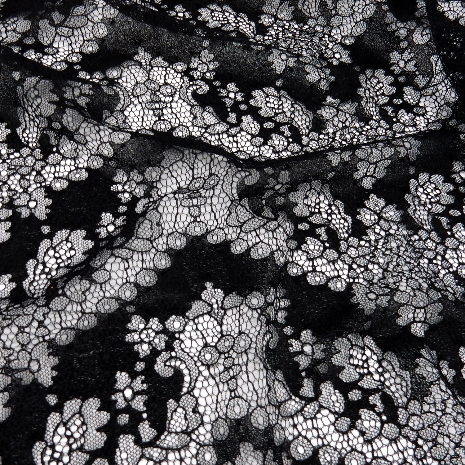 Double Sided Eyelash Border Chantilly Lace Fabric 4141 Black