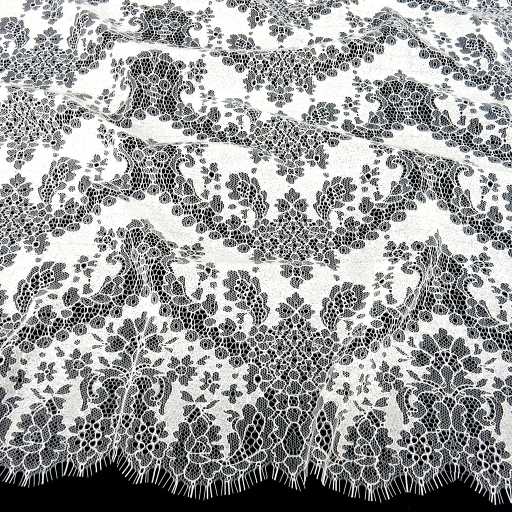 Double Sided Eyelash Scalloped Border Lace Fabric 4141 PFD