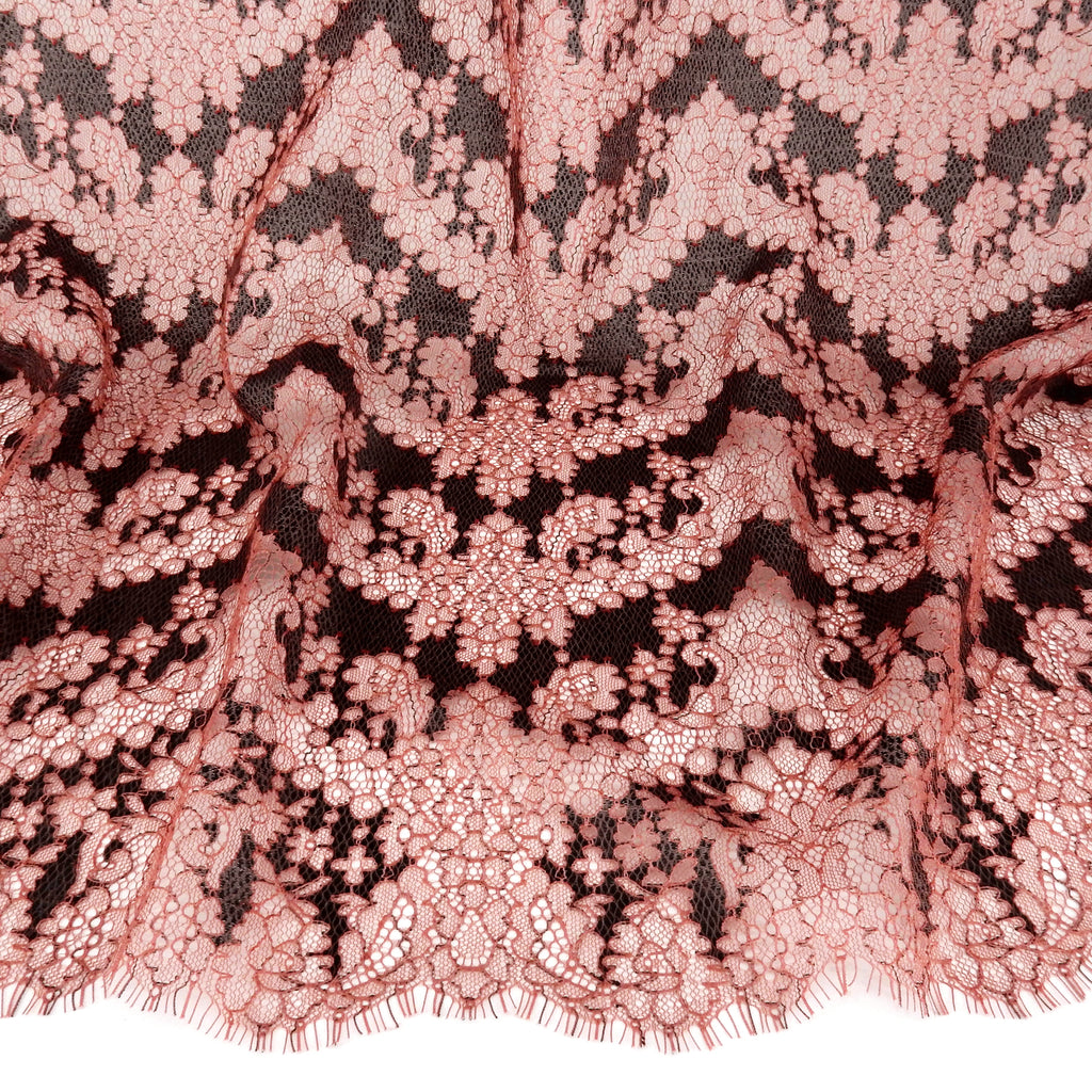 Double Sided Eyelash Border Chantilly Lace Fabric 4141 Mineral Red/Black